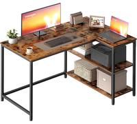 VASAGLE L Shaped Corner Desk, Computer Gaming Desk with Storage, Reversible Hei