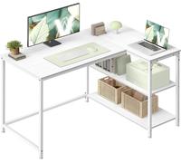 VASAGLE L Shaped Corner Desk, Computer Gaming Desk with Storage, Reversible Hei