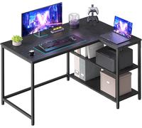 VASAGLE L Shaped Corner Desk, Computer Gaming Desk with Storage, Reversible Hei