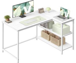 VASAGLE L Shaped Corner Desk, Computer Gaming Desk with Storage, Reversible Hei
