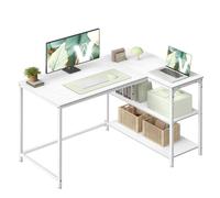 VASAGLE L Shaped Corner Desk, Computer Gaming Desk with Storage, Reversible Hei