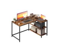 VASAGLE L Shaped Corner Desk, Computer Gaming Desk with Storage, Reversible Height-Adjustable Shelves, for Home Office, 110 x 80 cm
