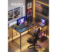 Vasagle L Shaped Corner Desk, Computer Gaming Desk With Storage, Reversible Height-Adjustable Shelves