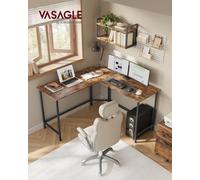 Vasagle L-Shaped Gaming Desk, 129 X 129 X 76 Cm, Corner Desk For Study, Home Office, Space-Saving, Easy Assembly
