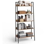 VASAGLE Ladder Shelf, 5-Tier Bookshelf, Modern Basic | For Home Office, Living Room, Bedroom, Kitchen, Rustic Brown and Matte Black, BARNET Collection LLS129B01