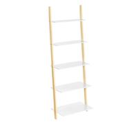 VASAGLE Ladder Shelf, 5-Tier Bookshelf Rack, Wall Shelf for Living Room, Kitchen, Office, Solid Wood Frame, Simple Assembly, Leaning Against the Wall,