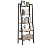 VASAGLE Ladder Shelf, 5-Tier Industrial Bookcase, Storage Unit, with Metal Frame, for Living Room, Kitchen, Rustic Brown LLS45X