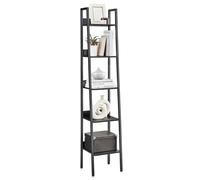 Songmics Vasagle Ladder Shelf, 5-Tier Narrow Shelf, Bookshelf For Home Office, Room, Kitchen, Industrial, Ebony Black And Ink Black
