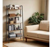 Vasagle Ladder Shelf, 5-Tier Narrow Shelf, Bookshelf For Home Office, Living Room, Bedroom, Kitchen, Rustic Brown And Black
