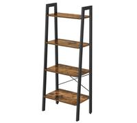 VASAGLE Ladder Shelf, Bookshelf, 4-Tier Industrial Storage Rack for Living Room, Bedroom, Kitchen, Rustic Brown and Black LLS44X