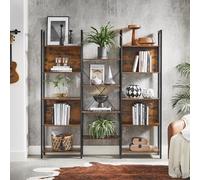 VASAGLE Large 14 Shelf Metal Bookcase Industrial Frame Home Office in Brown VASAGLE Brown