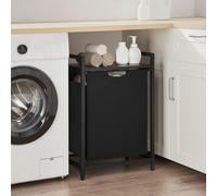 VASAGLE Large Laundry Basket with Shelf Pull Out Liner & Frame in Black VASAGLE Black