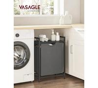 Laundry Hamper, Laundry Basket, Laundry Sorter with 2 Removable Bags, Camel Brown and Grey
