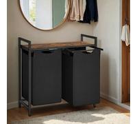 Laundry Hamper, Laundry Basket, Laundry Sorter with 2 Removable Bags, Camel Brown and Black