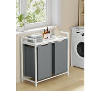 Vasagle Laundry Basket, 2-Compartment Laundry Hamper, Pull-Out And Removable Laundry Bags, Laundry Sorter, Metal Frame, 2 X 46L