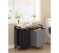 Vasagle Laundry Basket, 2-Compartment Laundry Hamper, Pull-Out And Removable Liner Bags, Clothes Sorter, Shelf
