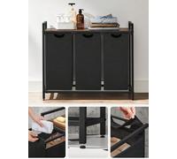 VASAGLE Laundry Basket, 3-Compartment Laundry Hamper, Pull-Out and Removable ...