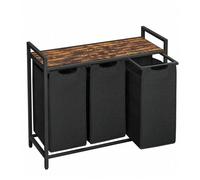 VASAGLE Laundry Basket, 3-Compartment Laundry Hamper, Pull-Out and Removable ...