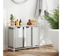 Vasagle Laundry Basket, 3-Compartment Laundry Hamper, Pull-Out And Removable Laundry Bags, Laundry Sorter, Shelf, Metal Frame