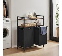 Vasagle Laundry Basket, Laundry Hamper, Laundry Sorter With 2 Pull-Out And Removable Bags, 2 Shelves, 46L Capacity Per Bag