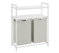 VASAGLE Laundry Basket, Laundry Hamper, Laundry Sorter with 2 Pull-Out and Removable Bags, 2 Shelves, 46L Capacity per Bag, for Laundry Room, White BLH211W01