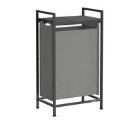 VASAGLE Laundry Basket, Laundry Hamper, Pull-Out and Removable Liner Bag, Shelf, Metal Frame, 47 L, 42 x 28 x 75 cm, Slate Grey and Charcoal Grey BLH001G01