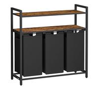 VASAGLE Laundry Basket, Laundry Hamper with 3 Pull-Out and Removable Laundry Bags, 2 Shelves, 3 x 40 L, for Laundry Room, Rustic Brown and Black BLH213B01