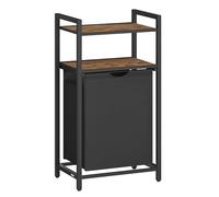 VASAGLE Laundry Basket, Laundry Hamper with a Pull-Out and Removable Laundry Bag, 2 Shelves, 65 L, for Laundry Room, Rustic Brown and Black BLH212B01