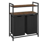 VASAGLE Laundry Hamper, Laundry Basket, Laundry Sorter with 2 Pull-Out and Removable Bags, 2 Shelves, 12.2 Gal Capacity per Bag, for Bathroom, Laundry Room, Rustic Brown and Black UBLH211B01