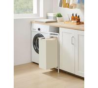 VASAGLE Laundry Hamper with Shelf Metal Frame & Pull Out Liner in White VASAGLE White