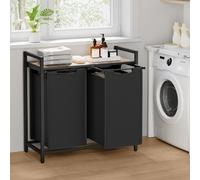 VASAGLE Laundry Sorter with 2 Compartments & Removable Bags in Black VASAGLE Black