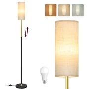 VASAGLE LED Floor Lamp, Standing Lamp with Fabric Shade, 3 Colour Temperatures, Foot Switch, 25 x 25 x 148 cm, Black, for Living Room and Reading, Lusia Collection LFL022BD03