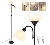VASAGLE LED Floor Lamp with Reading Light, Tall Standing Uplighter, Corner Mood Lighting, 38.5 x 23.5 x 176 cm, Frosted Black, for Living Room, Bedroom, Lusia Collection LFL019B203