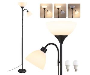 VASAGLE LED Floor Lamp with Reading Light, Tall Standing Uplighter, Corner Mood Lighting, 38.5 x 23.5 x 176 cm, Frosted Black, for Living Room, Bedroom, Lusia Collection LFL019B203