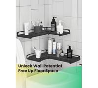 Vasagle Ledrem Set Of 2 L-Shaped Floating Corner Shelves For Wall, Industrial Style For Living Room, Bedroom Or Kitchen, Black