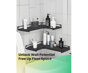 Vasagle Ledrem Set Of 2 L-Shaped Floating Corner Shelves For Wall, Industrial Style For Living Room, Bedroom Or Kitchen, Black