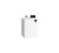 Superfast Toolless Assembly, Bedside Table, Matte White + Cappuccino Beige