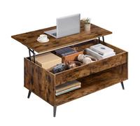 Vasagle Lift Top Coffee Table, Lift Tabletop Dining Table, Gas Spring, Hidden Compartment, Open Storage Shelf