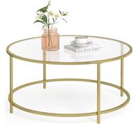 VASAGLE Living Room Coffee Table Living Room Glass AER Frame Round Coffee Table