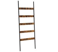 VASAGLE LLS011B01 LLS011B01 Angled Ladder Shelf 5 Tier 65cm Wide Steel Frame for Blankets Scarves Industrial Style Rustic Brown and Black