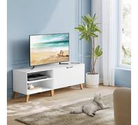 VASAGLE Long TV Unit Cabinet 2 Doors Adjustable Shelf Large TVs in White VASAGLE White