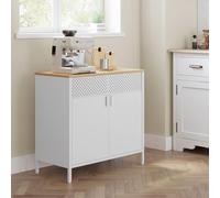 VASAGLE Metal Cabinet Industrial Double Doors Magnetic Closure Steel Frame in White VASAGLE White