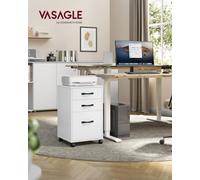 Vasagle Mobile File Cabinet, 3 Drawers Filing Cabinet With Wheels, For Home Office, For A4, Letter Sized Documents, Cloud White