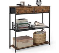 VASAGLE Narrow Console Table with 2 Fabric Drawers, 3-Tier Entryway Sofa Table, 24 x 76 x 80 cm, for Hallway, Living Room, Rustic Brown and Ink Black