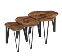 VASAGLE Nesting Coffee Table, Set of 3 End Tables for Living Room, Stacking Side Tables, Sturdy and Easy Assembly, Steel Frame, Industrial Style,