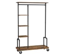 Vasagle Open Wardrobe Hanging Rail 3 Shelves Rustic Brown/Black