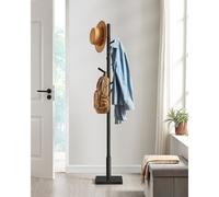 VASAGLE Premium Wood Hall Stand Multi Hook Coat Tree Adjustable Height in Black VASAGLE Black