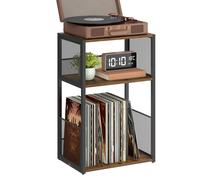 VASAGLE Record Player Stand, 3-Tier Side Table, 30 x 43 x 69 cm, Rustic Brown