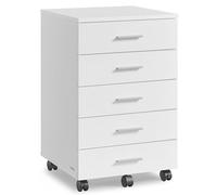 VASAGLE Rolling Filing Cabinet, Pedestal File Cabinet with Wheels, Printer Stand with 5 Drawers, Tool-Free Sliding Rails, for Study, Home Office, Cloud White OFC081W01