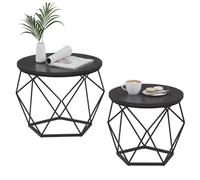 Vasagle Round Coffee Table, Set Of 2, Side Sofa End Modern Style, Removable Top, Steel Frame, For Living Room, Black Let 040 B 22